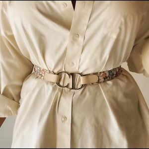 Christian Dior by John Galliano S/S 2005 Floral Trotter Silver CD Leather Belt